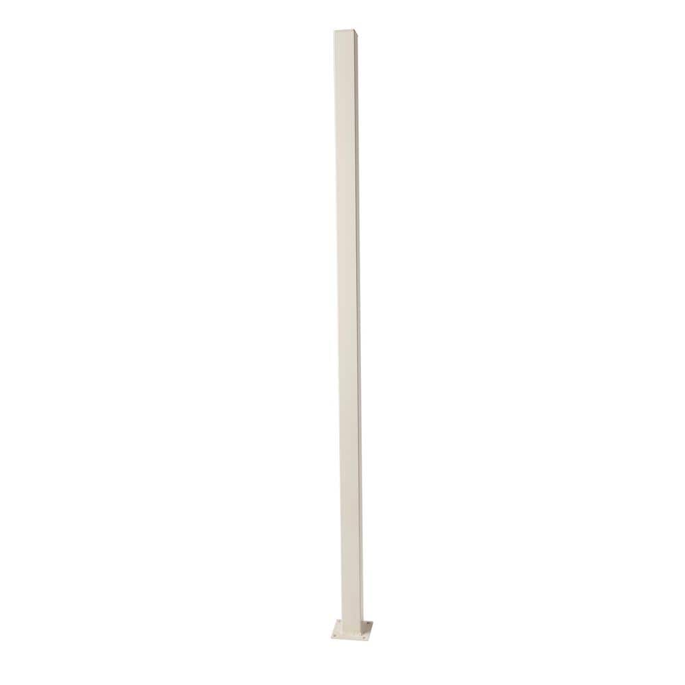 2 in. x 2 in. x 5 ft. Navajo White Metal Fence Post with Flange and Post Cap