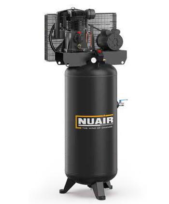 NUAIR LUBRICATED PORTABLE BELT DRIVEN PISTON COMPRESSOR 60 GALLON 230VOLT-1 PHASE TANK PROFESSIONAL VERTICAL 5HP MODEL:BK114-60G V 5HP 1PH