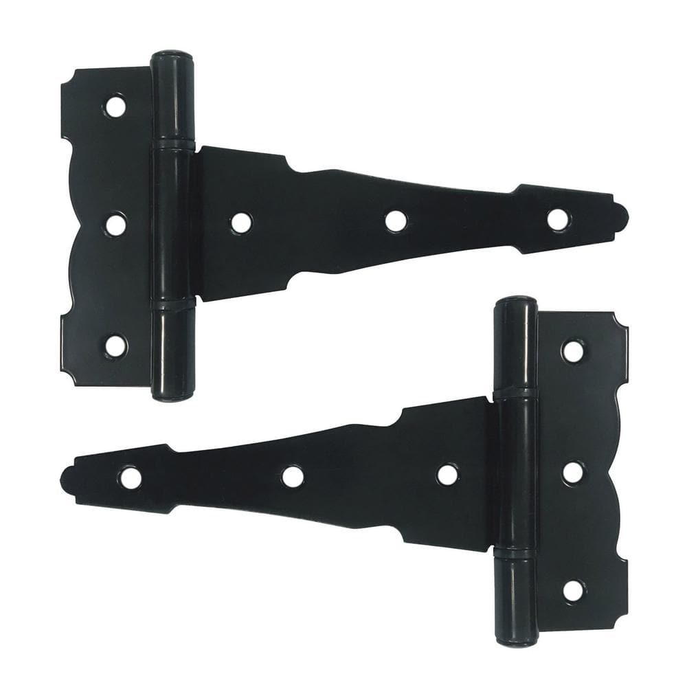 NUVO IRON 6 in. x 10.5 in. Black Galvanized Steel Tee Hinge (2-Pack)