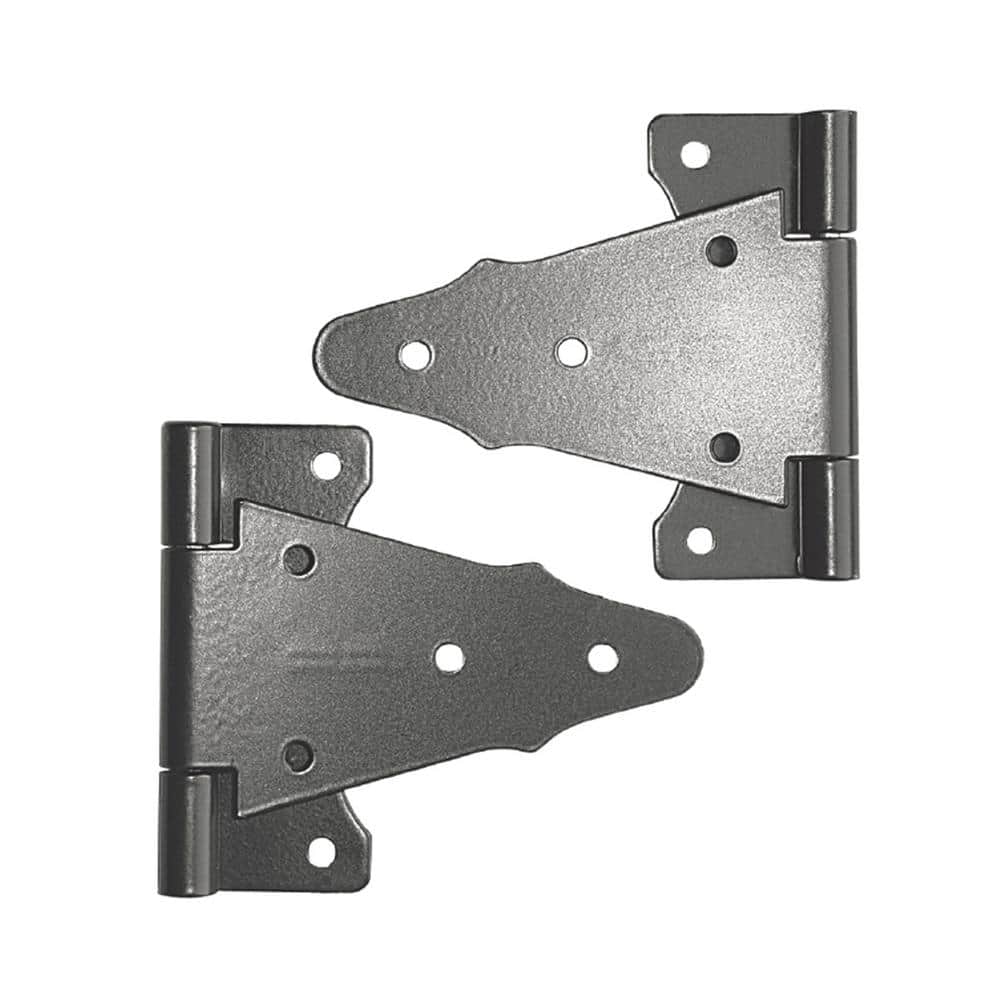 NUVO IRON 6 in. x 6 in. Black Galvanized Steel Tee Hinge (2-Pack)