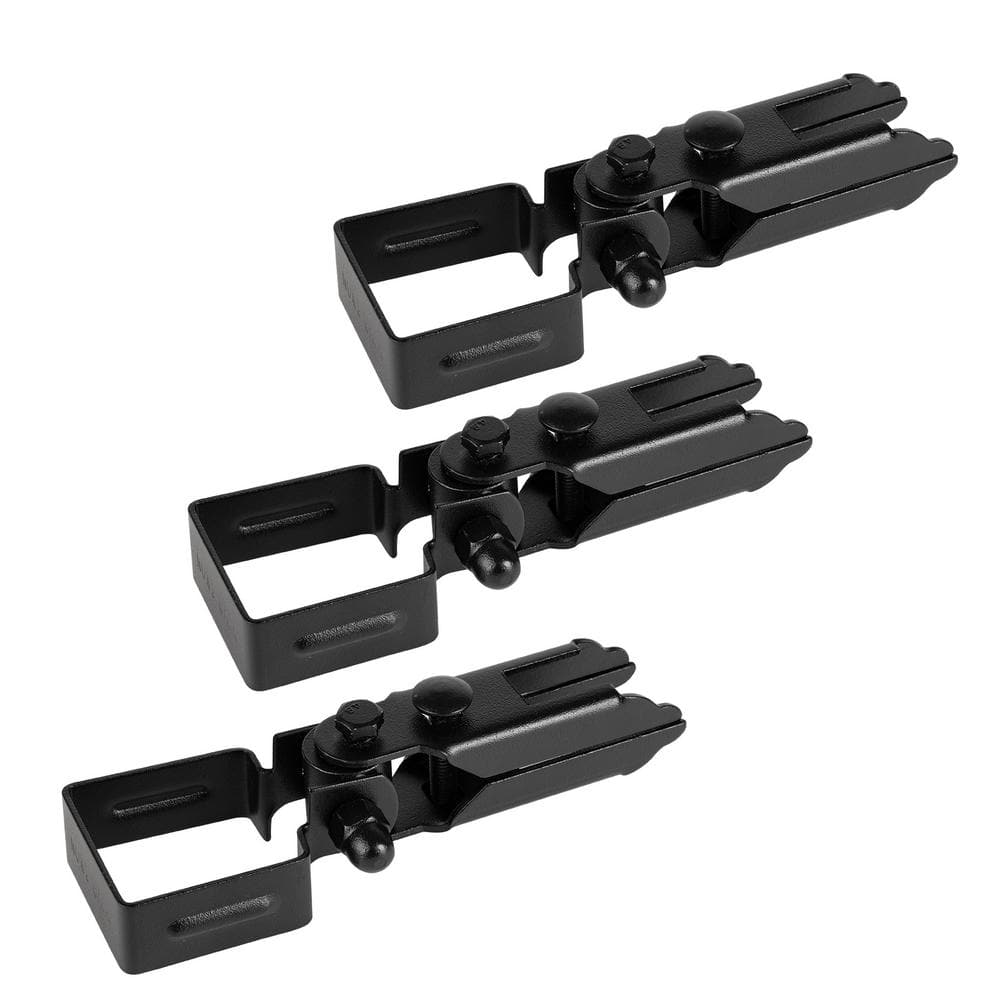 NUVO IRON Legacy Collection Powder Coated Black Galvanized Steel Universal Swivel Brackets for Fence Panels