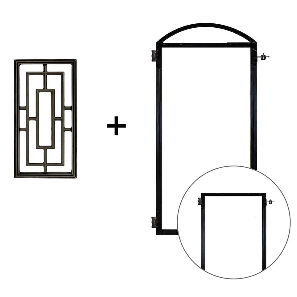 NUVO IRON EZ Install 6-Standard Fence Board Arched Pro Gate Frame with One 9 in. x 17 in. Rectangle Gate Insert