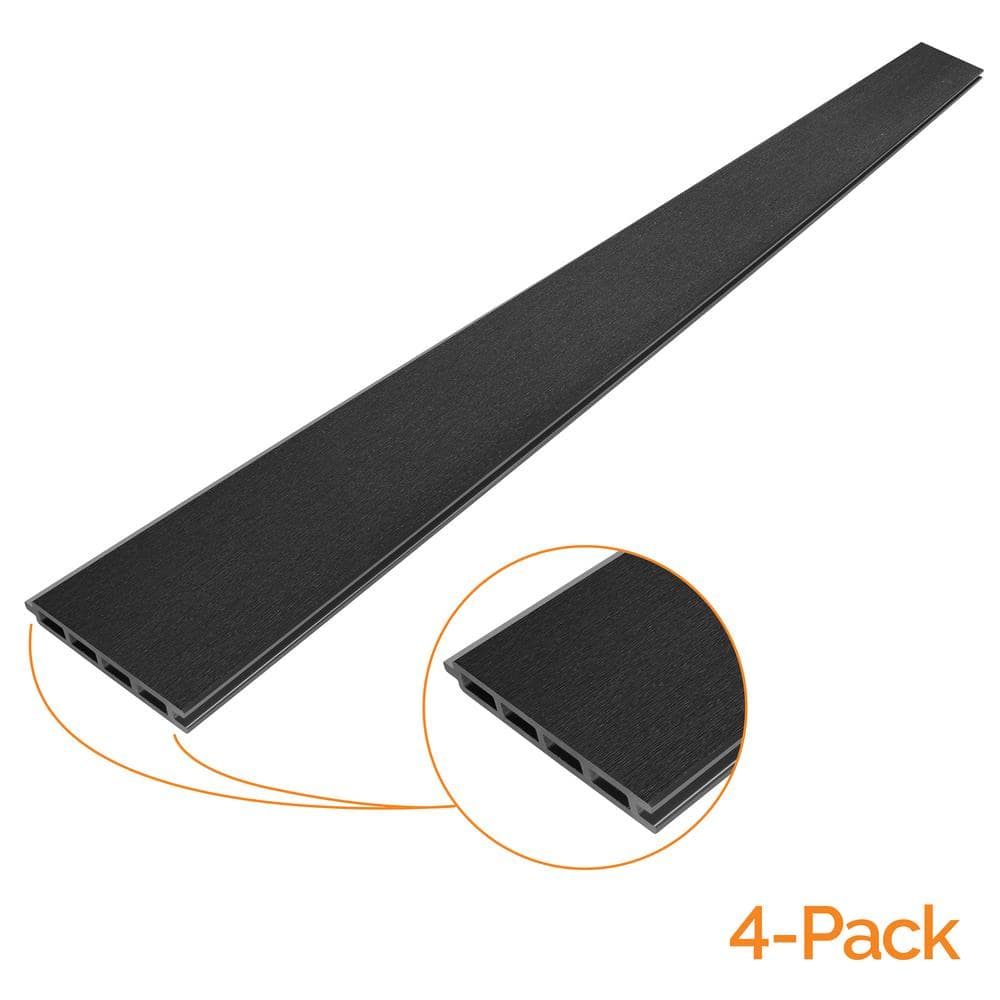 OUTDECO 5.5 in. x 72 in. x.75 in. Wood Plastic Composite Fence Board, Tongue and Groove, Sanded Finish - Charcoal (4-Pack)