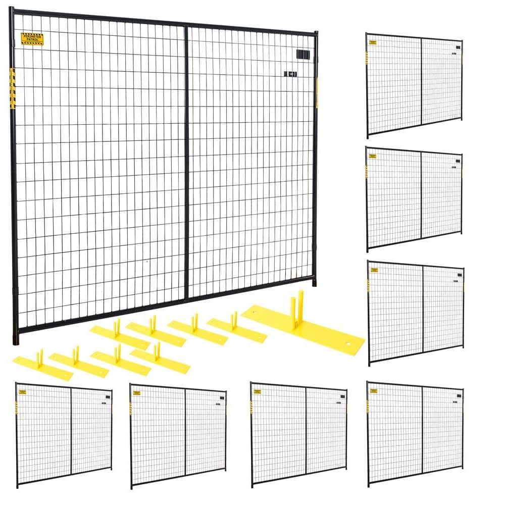 Perimeter Patrol 6 ft. x 58 ft. 8-Panel Black Powder-Coated Welded Wire Temporary Fencing