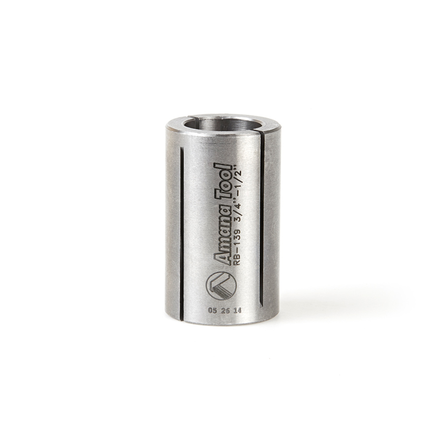Amana RB-139 High Precision Steel Router Collet Reducer 3/4 Overall Dia x 1/2 Inner Dia x 1-1/4 Inch Long