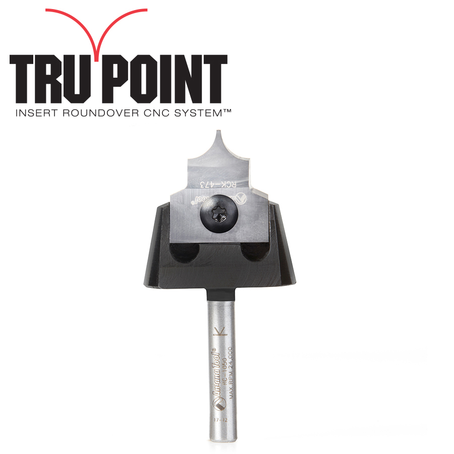 Amana RC-1055 Tru Point Roundover Insert CNC System 1/4 Radius x 7/8 Dia x 1/2 x 1/4 Inch Shank Router Bit