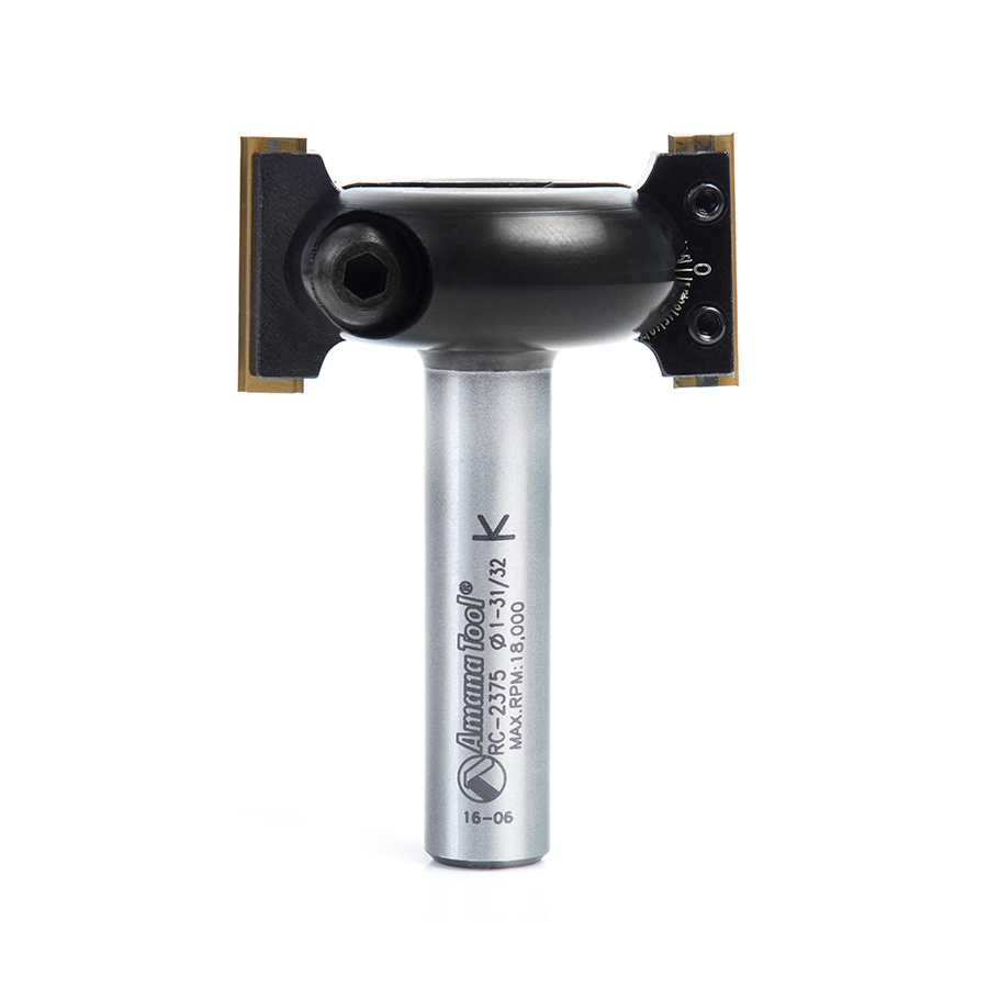 Amana RC-2375 In-Bevel, Insert Adjustable Chamfer 2 Dia x 31/32 x 1/2 Shank Router Bit for CNC Handheld and Router Tables