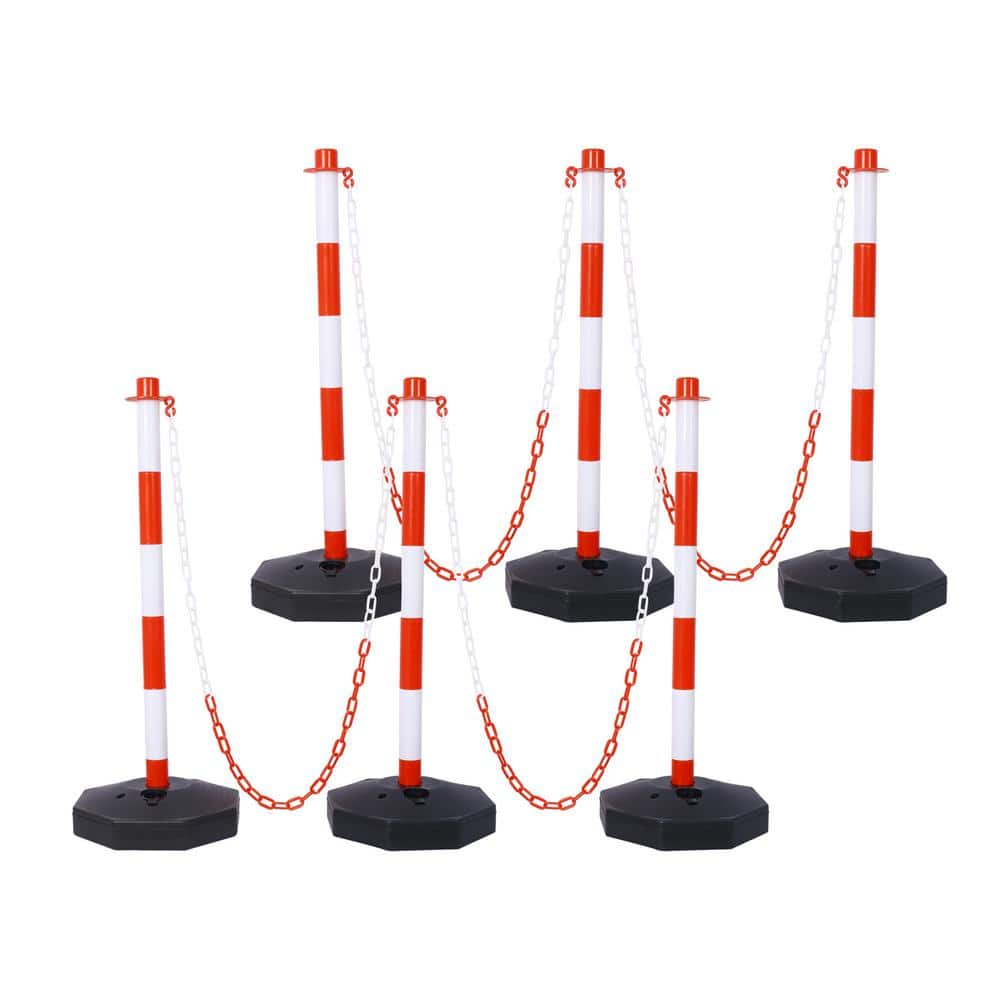 Tidoin 6-Pack Red 11.25 in. x 11.25 in. x 2.7 ft. Composite Fence Picket Post Cones with Fillable Base and 5 ft. Chain