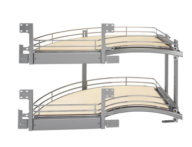Rev-a-shelf Natural Maple Two-Tier Solid Bottom Curve for Left or Right Doors, Blind Corner Cabinet w/ 18" Opening 582-18 Series