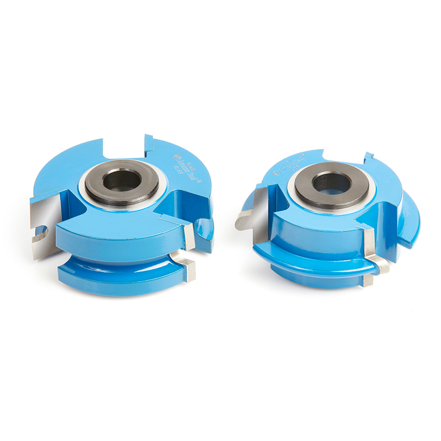 Amana SC453 2-Piece Carbide Tipped 3-Wing Stile & Rail Flooring with Nail Slot 2-5/8 Dia x 7/8 x 1/8 x 1/16 Radius x 3/4 Bore Set for 5/8 to 3/4 Material