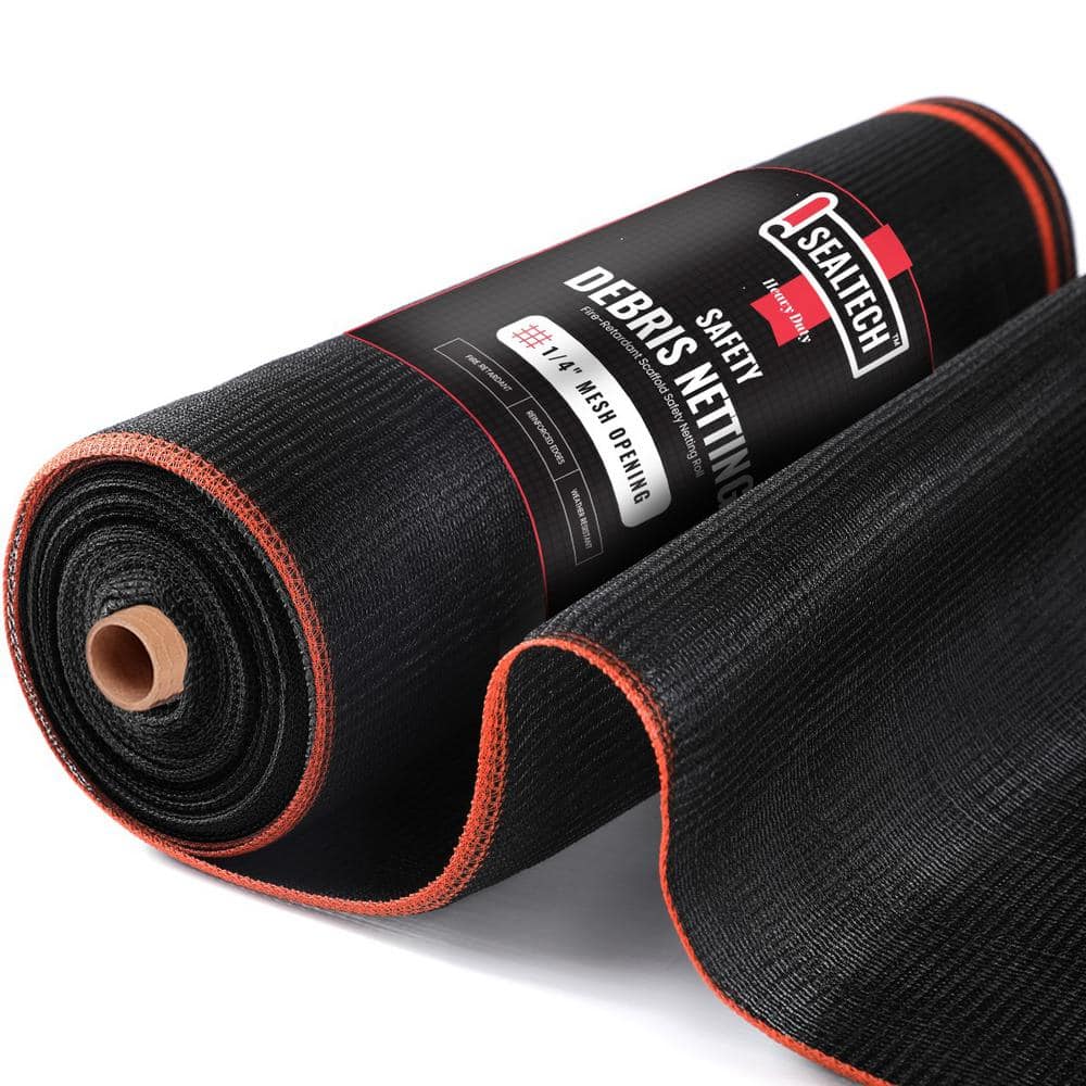 SEALTECH Black-8.5 ft. X 200 ft. Debris Netting Rolls - Fire Retardant,1/4 in. Mesh Roll