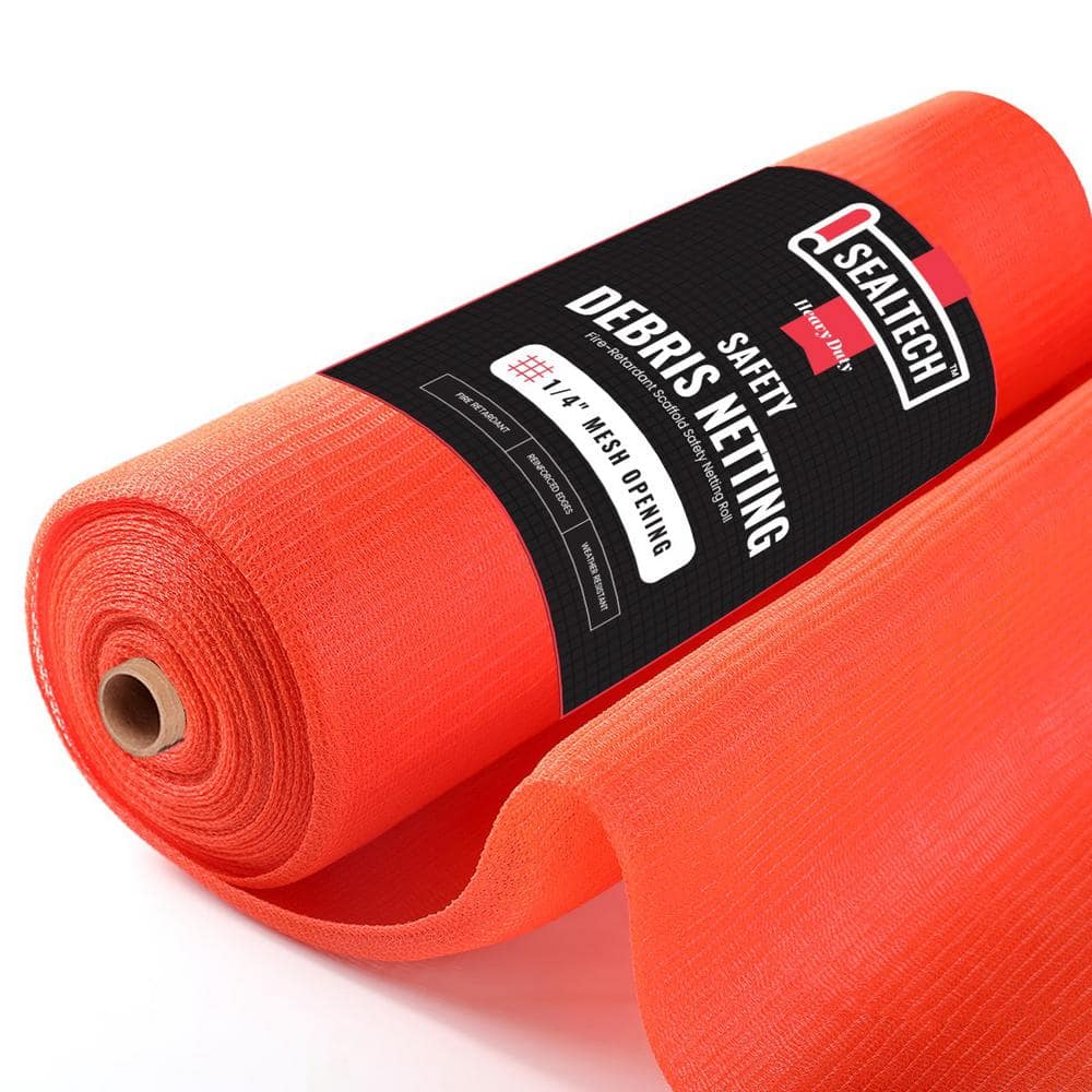 SEALTECH Orange-5.5 ft. X 50 ft. Debris Netting Rolls - Fire Retardant,1/4 in. Mesh Roll