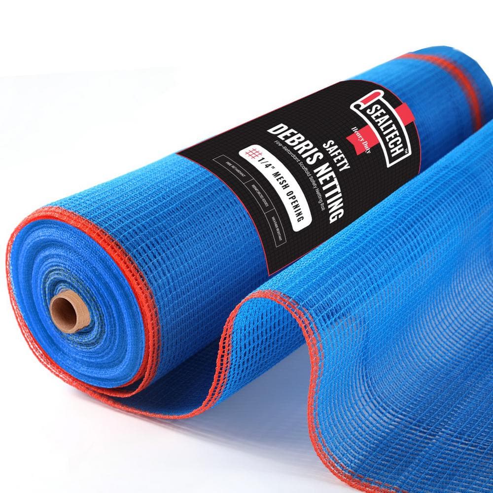 SEALTECH Blue-4 ft. X 200 ft. Debris Netting Rolls - Fire Retardant,1/4 in. Mesh Roll