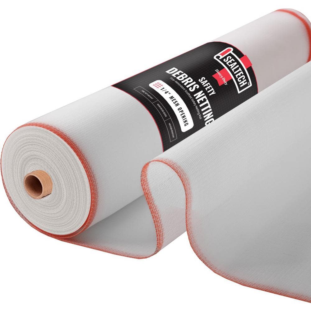 SEALTECH White-4 ft. X 100 ft. Debris Netting Rolls - Fire Retardant,1/4 in. Mesh Roll
