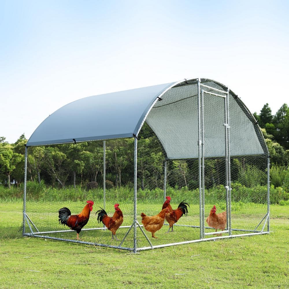 GOGEXX 18.8 ft.L x 9.2 ft. W x 6.5 ft.H Large Metal Chicken Coop Chicken House Steel Wire Fence Net Cage Poultry Cage Outdoors