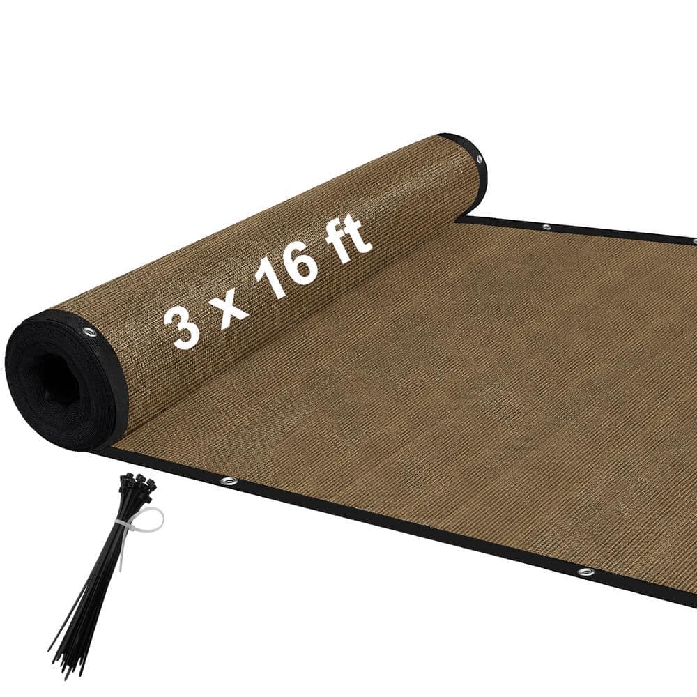 3 ft. x 16 ft. Privacy Fence Screen 90% Blockage Shade Temporary Fencing for Wall Gazebo Backyard Brown (2-Pack)