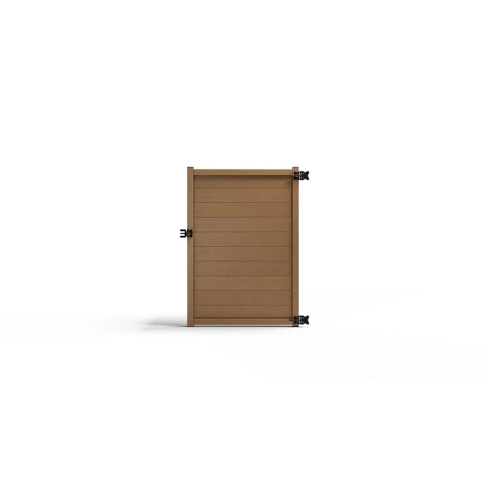 Natures Composites Composite Modern Horizontal Privacy ( 6 ft. H x 4 ft. W) Timber Brown Full Size Fence Gate