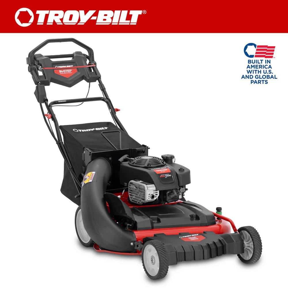 Troy-Bilt 28 in. 223cc Gas Walk Behind Self Propelled Lawn Mower with High Rear Wheels, 3-in-1 Cutting TriAction Cutting System
