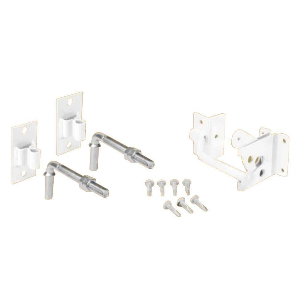 US Door and Fence White Steel Flat Wall Fence Gate Hardware Kit