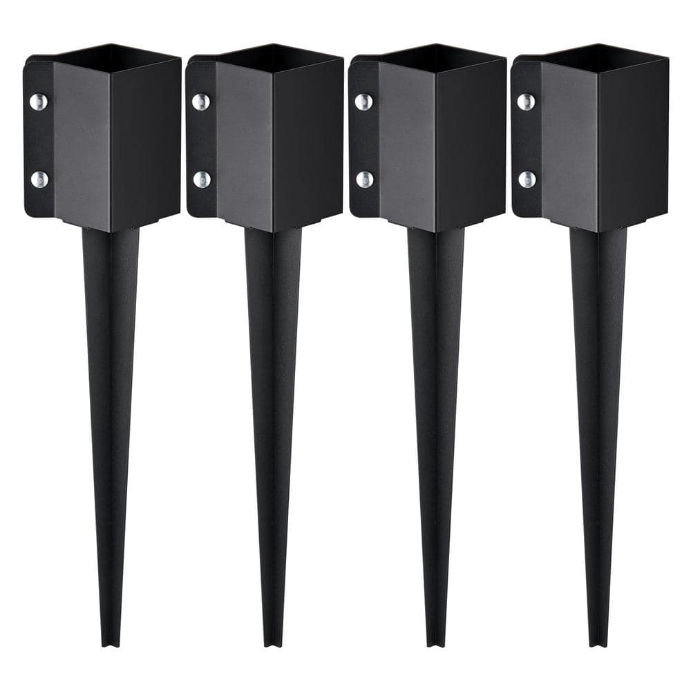 VEVOR Fence Post Anchor Ground Spike,4 Pack 24 in. L x 4 in. W x 4 in. H Outer Diameter, Metal Powder Coated Post Stake Ground