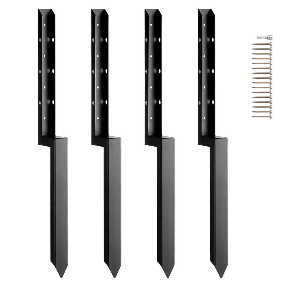 VEVOR Fence Post Anchor Repair Kit 4 Pack Inner Diameter 2 in. x 2 in. Heavy-Duty Steel Fence Post Support Stakes Anchor