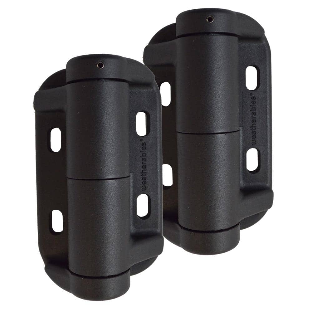 Weatherables Black Nylon Polymer Self-Closing Adjustable Gate Hinges (2-Pack)