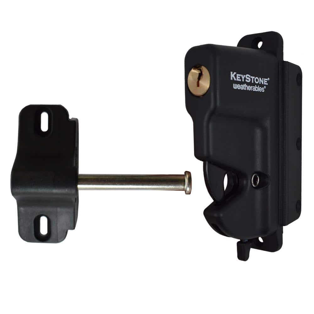 Weatherables Keystone Black Nylon Polymer 1-Sided Key-Lockable Gate Latch