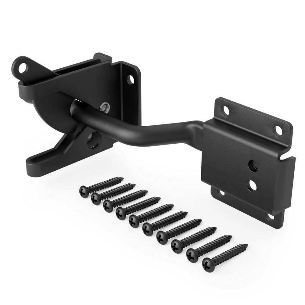WINSOON 5.8 in. Black Iron Self-Adjusting Gate Latch with Screws
