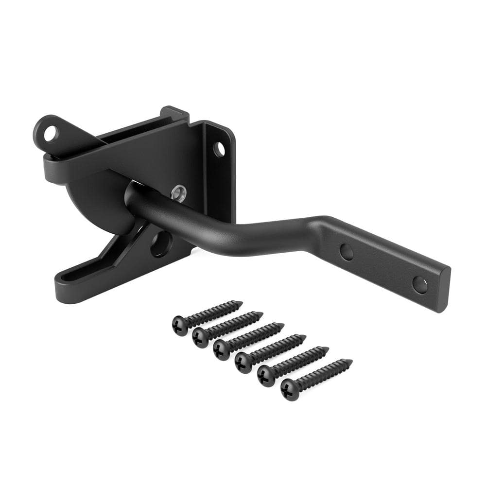 WINSOON 5.8 in. Black Heavy-Duty Self-adjusting Gravity Gate Latch