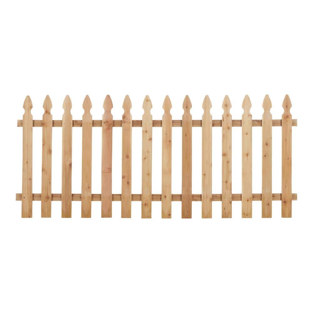 Outdoor Essentials 3-1/2 ft x 8 ft Cedar Spaced French Gothic Fence Panel