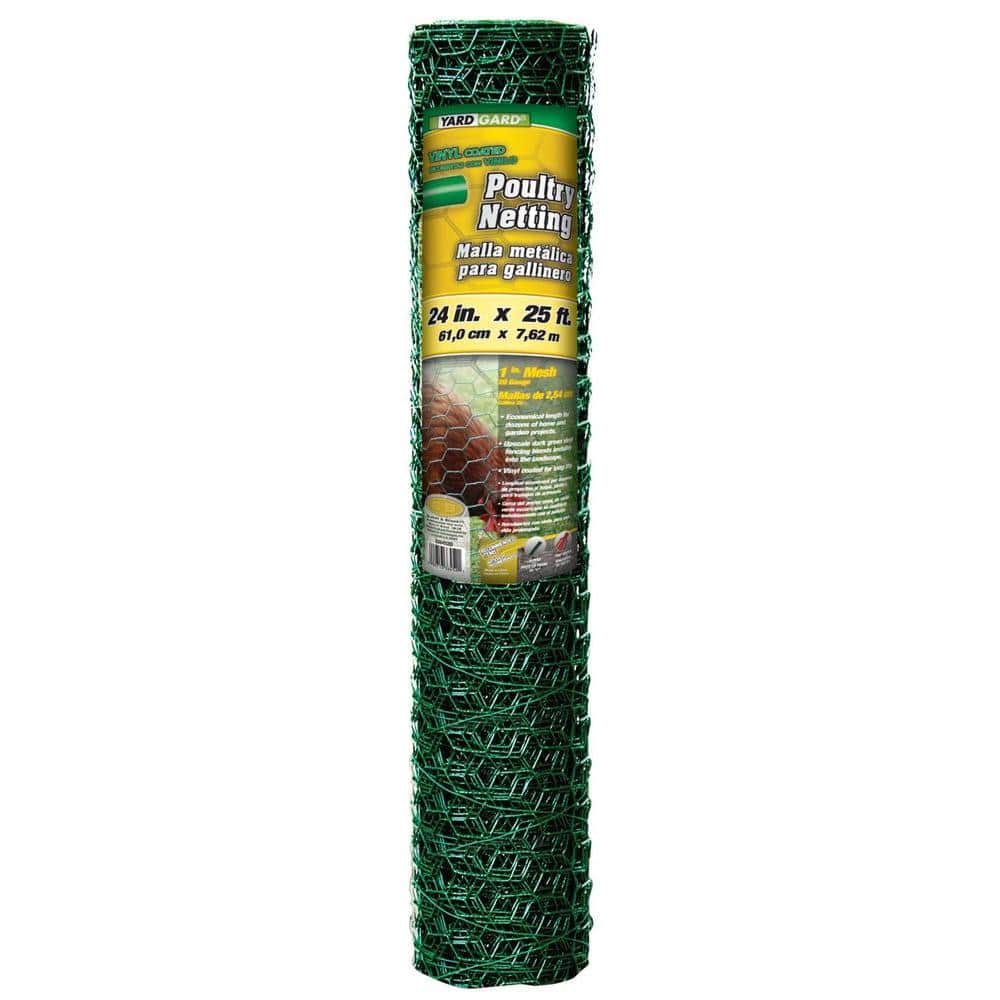 YARDGARD 1 in. Mesh x 2 ft. x 25 ft. 20-Gauge Green PVC Poultry Netting